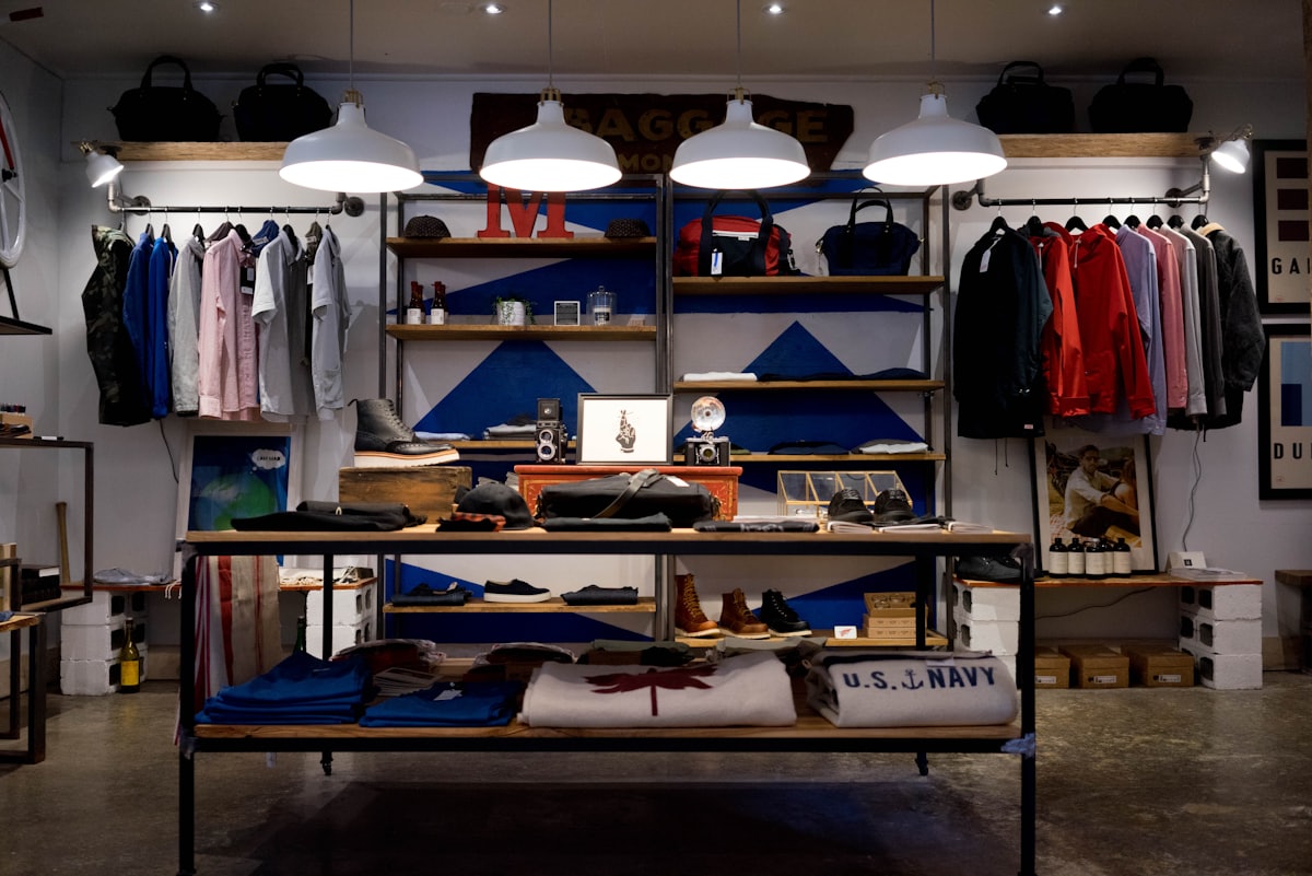Retail store interior with merchandise